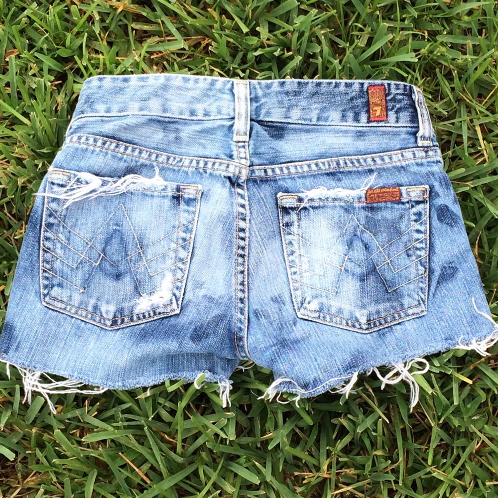 7 for all Mankind distressed denim cut off shorts